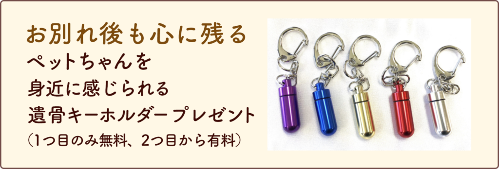 お別れ後も心に残る ペットちゃんを身近に感じられる遺骨キーホルダープレゼント